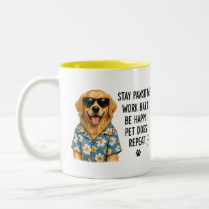 Taza Bicolor 🐾 Mantén la pata positiva Amante de los perros Ci