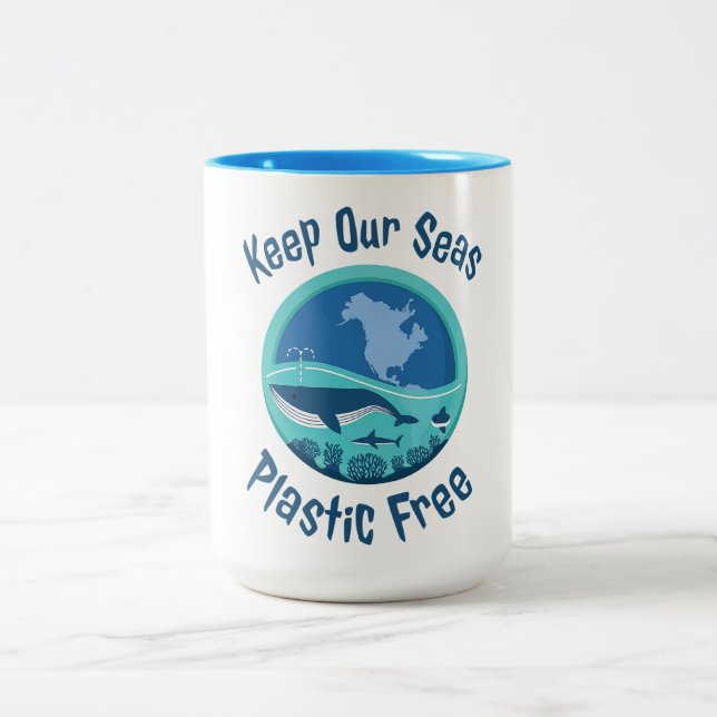 Taza Bicolor Mantener el plástico del mar libre (Centro)