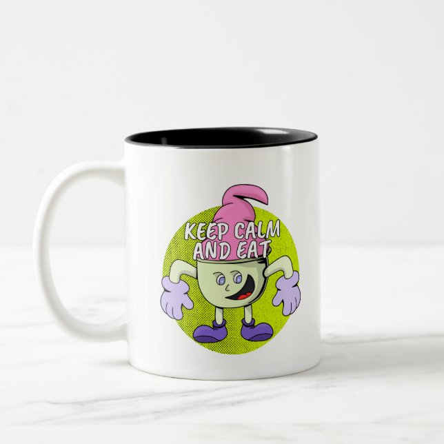 Taza Bicolor Mantener la calma y comer (Izquierda)