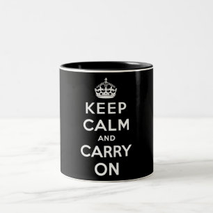 Taza Bicolor Mantener la calma y continuar (diseño negro)