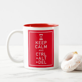Taza Bicolor Mantener la calma y CTRL + ALT + DEL Gracioso rega