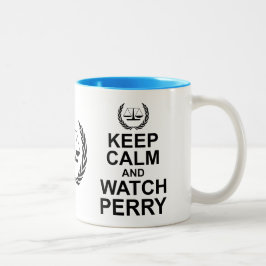 Taza Bicolor Mantenga la calma y observe el humor legal de Perr