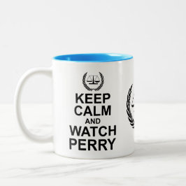 Taza Bicolor Mantenga la calma y observe el humor legal de Perr