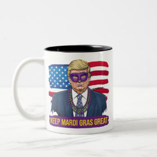 Taza Bicolor Mantenga Mardi Gras Genial Divertido Trump Mardi G