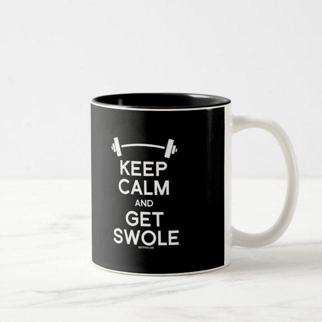 Taza Bicolor Mantenga tranquilo y consiga Swole -   aptitud del (Derecha)