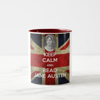 Taza Bicolor Mantenga tranquilo y lea a Jane Austen