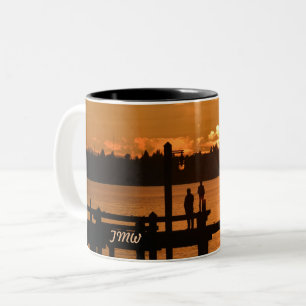 Taza Bicolor Manténgase en pie y observe la puesta de sol en e