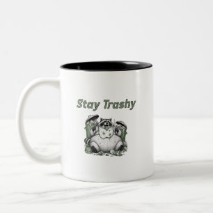 Taza Bicolor Mantente Basura, Mapache Basura, Mapache