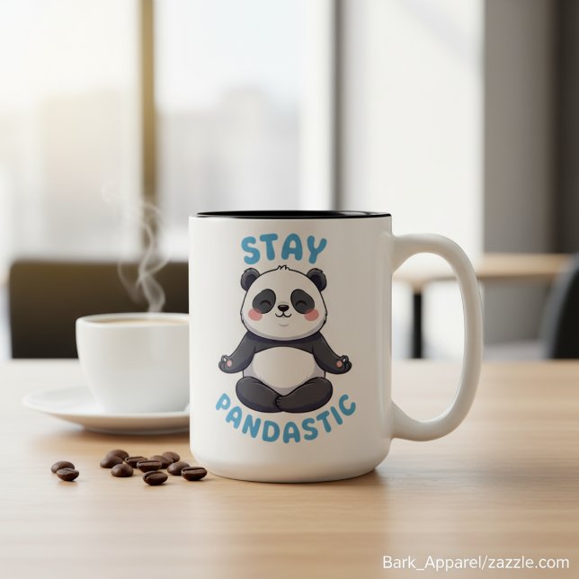 Taza Bicolor Mantente Pandastic T-Shirt, Graciosa Meditación Pa (Subido por el creador)