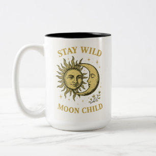 Taza Bicolor Mantente salvaje del arte infantil de la luna