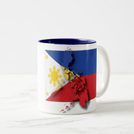 Taza Bicolor MAP FILIPINO FLAG MAP Filipinas Secuencia de coman