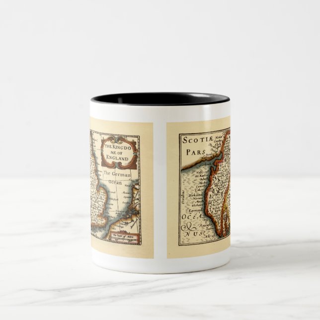 Taza Bicolor Mapa anticuario de Cumbria (Westmorland, Cumberlan (Centro)