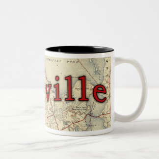 Taza Bicolor Mapa antiguo de Lakeville Massachusetts