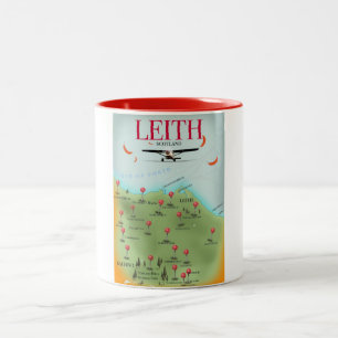 Taza Bicolor Mapa antiguo de Leith Escocia