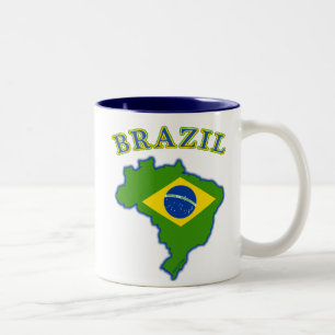 Taza Bicolor Mapa/bandera del Brasil