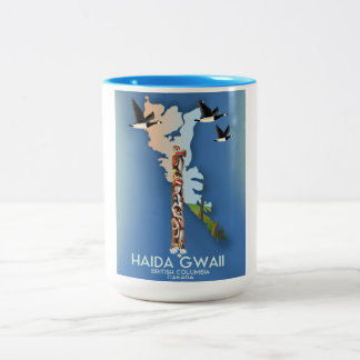 Taza Bicolor mapa canadiense de haida gwaii Columbia Británica