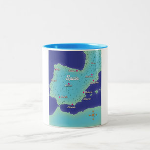 Taza Bicolor Mapa Clásico De España