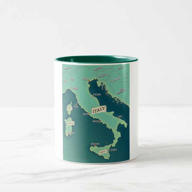 Taza Bicolor Mapa Clásico De Italia (Centro)