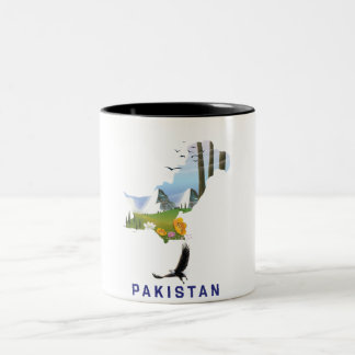 Taza Bicolor Mapa de afiches de viajes de Pakistán