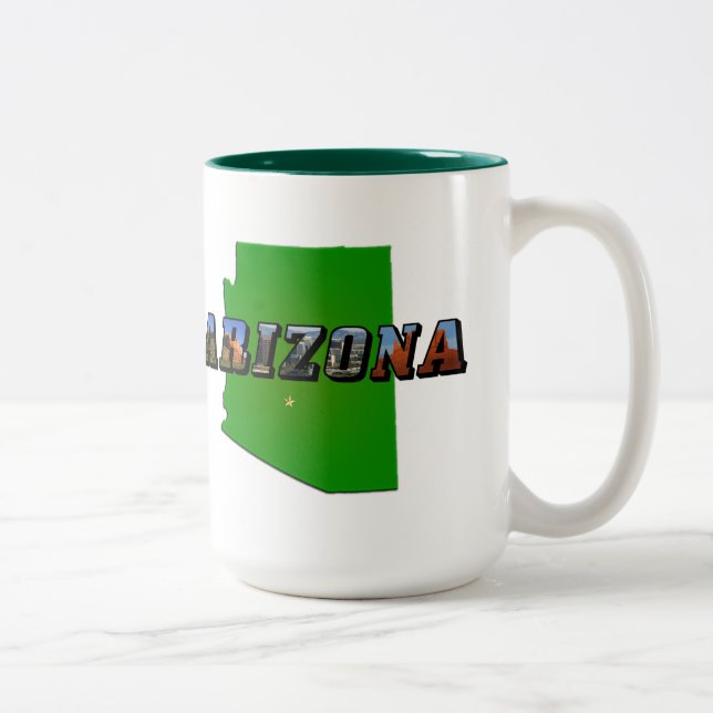 Taza Bicolor Mapa de Arizona y texto de imagen (Derecha)
