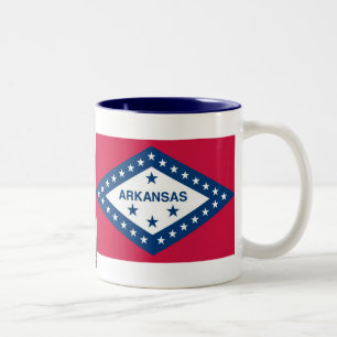 Taza Bicolor Mapa de Arkansas y bandera del estado