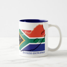 Taza Bicolor MAPA DE BANDERA DE SUDÁFRICA BLANCO DE DIBUJOS per