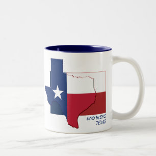 Taza Bicolor MAPA DE BANDERA DE TEXAS Dios bendiga las escritur