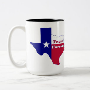 Taza Bicolor Mapa de bandera de Texas para siempre
