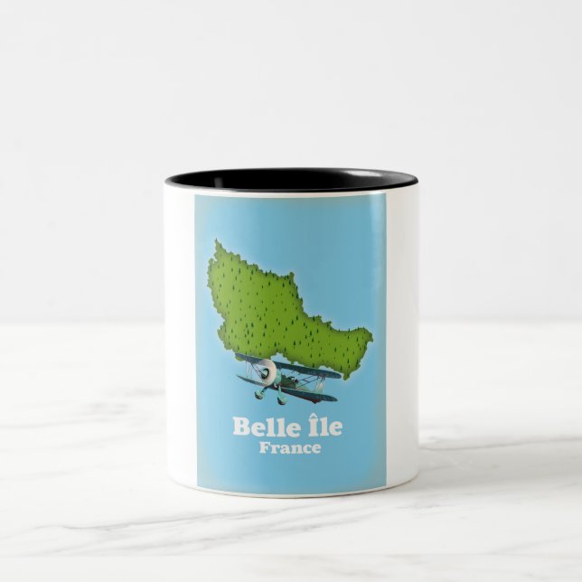 Taza Bicolor Mapa de Belle Île Francia (Centro)