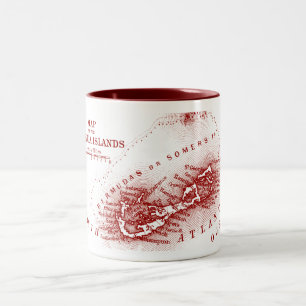 Taza Bicolor Mapa de Bermudas del vintage, Borgoña