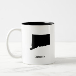 Taza Bicolor Mapa de Connecticut - Negro y blanco moderno simpl