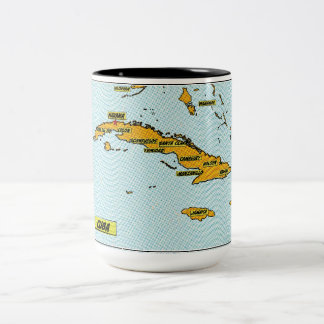 Taza Bicolor Mapa de Cuba de Cómic Antiguo