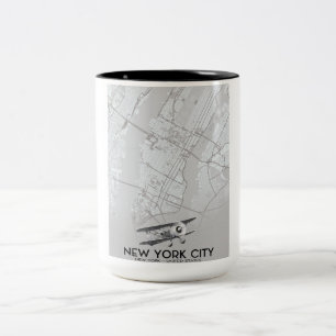 Taza Bicolor Mapa de estilo vintage de la ciudad de Nueva York