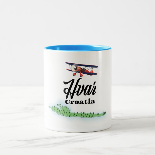 Taza Bicolor Mapa de Hvar Croacia (Centro)