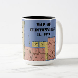 Taza Bicolor Mapa de Illinois Clintonville del Sur de Elgin Art