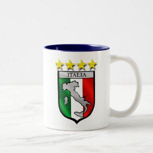 Taza Bicolor mapa de Italia de la bandera de Italia del escudo
