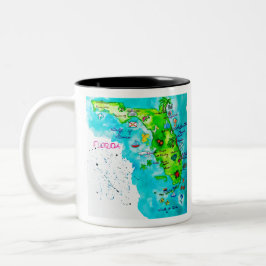 Taza Bicolor Mapa de la acuarela de la Florida