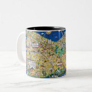 Taza Bicolor Mapa de la ciudad vieja de Boston geografía estado