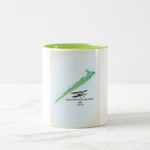 Taza Bicolor Mapa de la isla de Galveston Texas EE. UU.