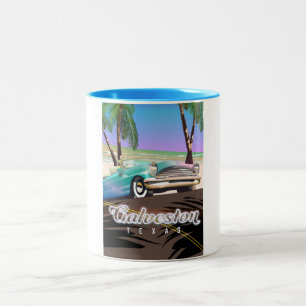 Taza Bicolor Mapa de la isla de Galveston Texas EE. UU.