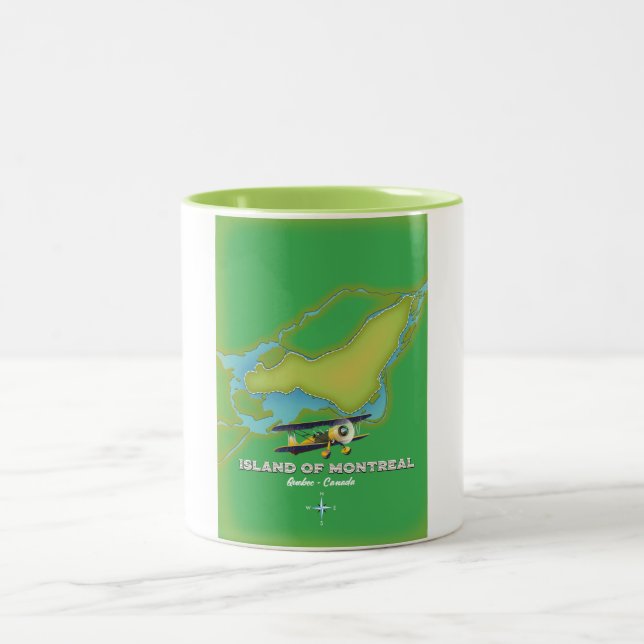Taza Bicolor Mapa de la Isla de Montreal Canadá (Centro)