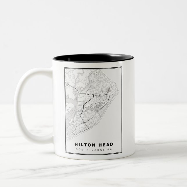Taza Bicolor Mapa de la Isla Hilton Head (Izquierda)