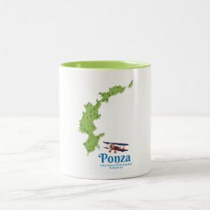 Taza Bicolor Mapa de la isla italiana de Ponza.