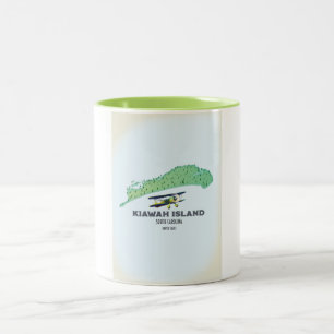Taza Bicolor Mapa de la Isla Kiawah Carolina del Sur EE. UU.