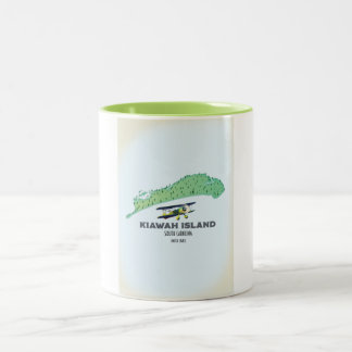 Taza Bicolor Mapa de la Isla Kiawah Carolina del Sur EE. UU.