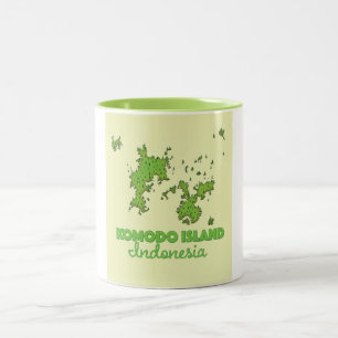 Taza Bicolor Mapa de la isla Komodo Indonesia
