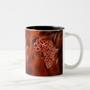 Taza Bicolor Mapa de la jirafa de ÁFRICA