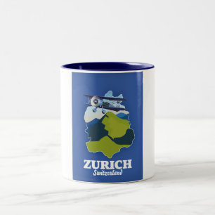 Taza Bicolor mapa de la región de Zúrich Suiza