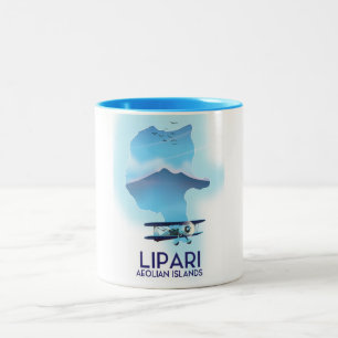 Taza Bicolor Mapa de las islas Eolias de Lipari