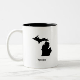 Taza Bicolor Mapa de Michigan - Mapa de Michigan moderno en bla